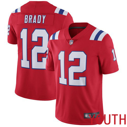 New England Patriots Football #12 Vapor Untouchable Limited Red Youth Tom Brady Alternate NFL Jersey->new england patriots->NFL Jersey